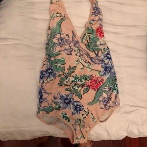 Pink tropical print jumpsuit